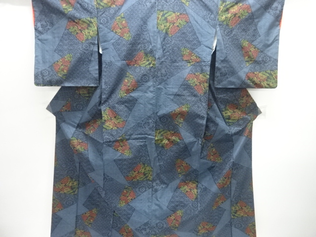 JAPANESE KIMONO / ANTIQUE KIMONO / SILK / TOKAMACHI TSUMUGI / WOVEN FLORAL SARASA